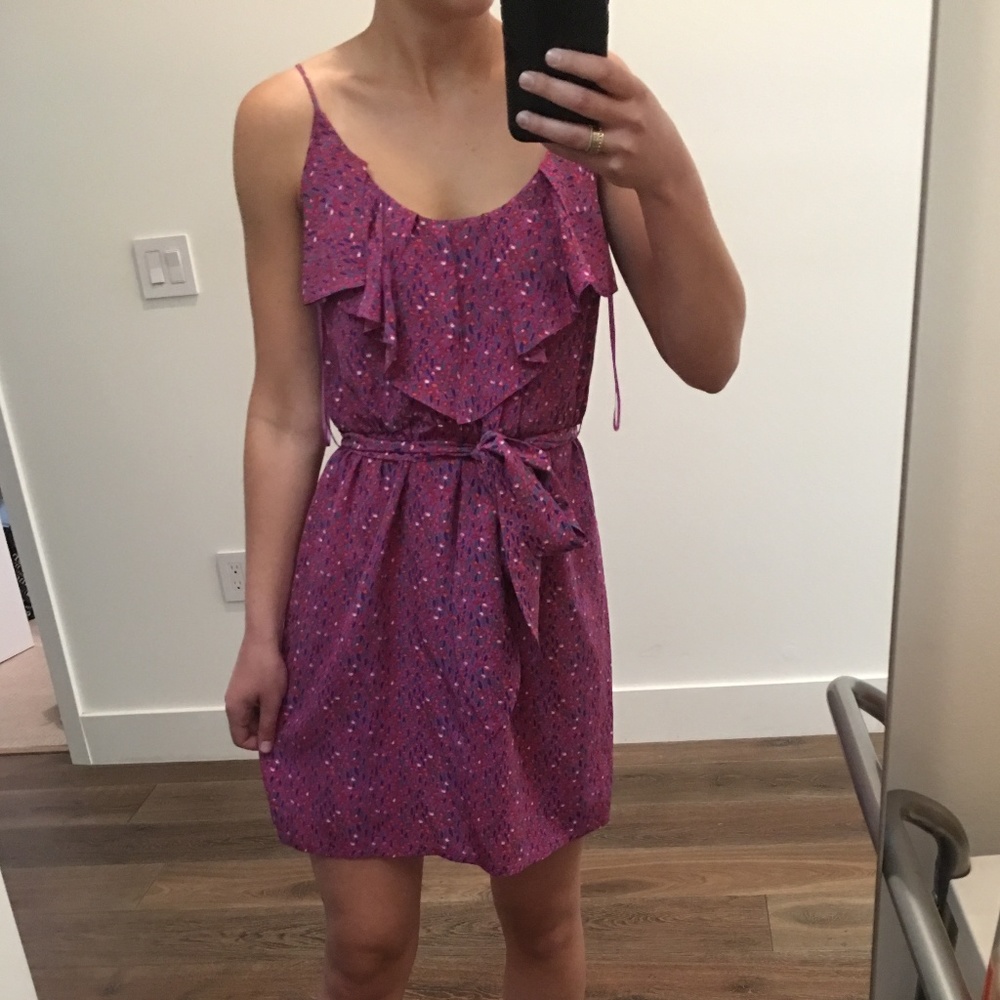 Rebecca Taylor purple printed tie-waist silk dress